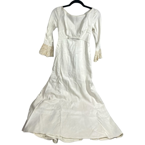 Alfred Angelo Vintage 60s? Wedding Dress Empire Waist Button-Up Union Tag XS - Picture 8 of 13